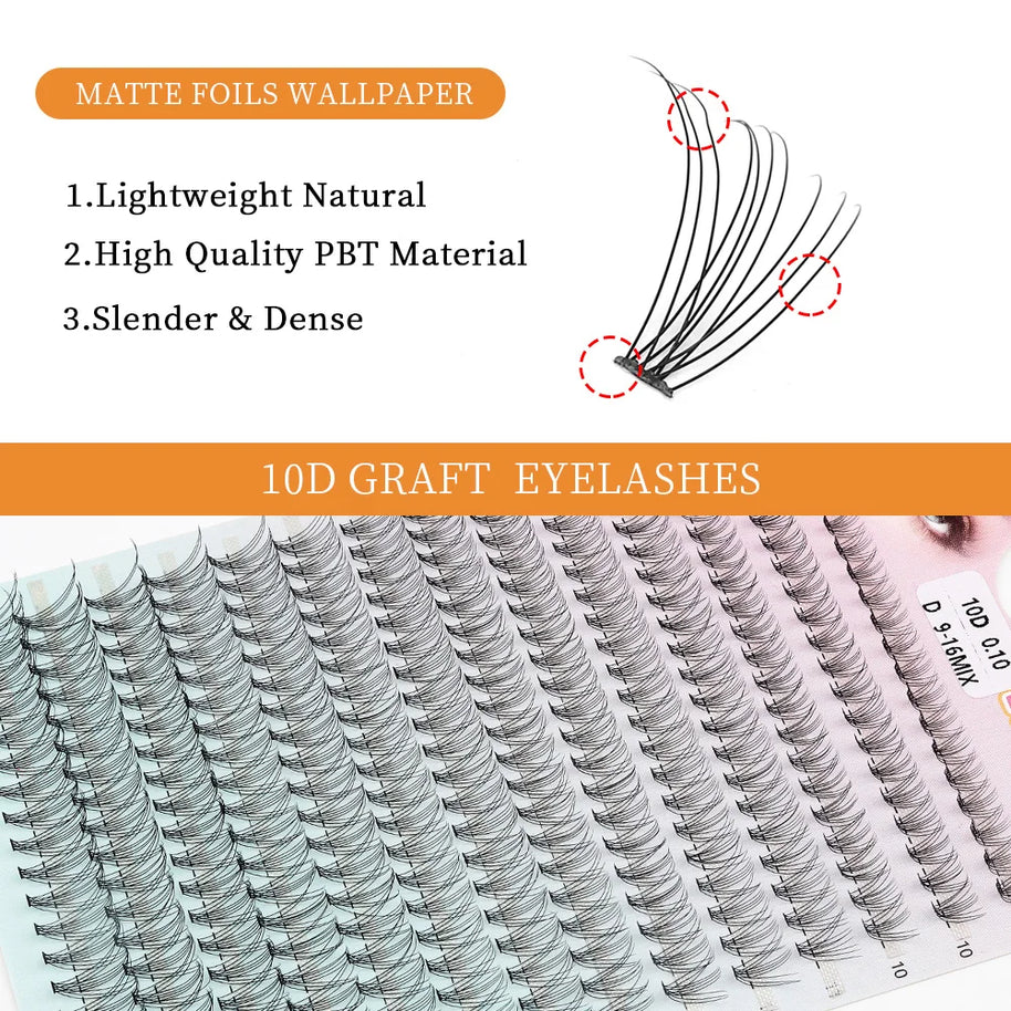Russian Eyelash Extensions, Individual Lashes, 14 Rows, 10D, 20D, 30D, 40D, 14 Rows, 9-16mm, Natural Thick, New, 280 Pcs