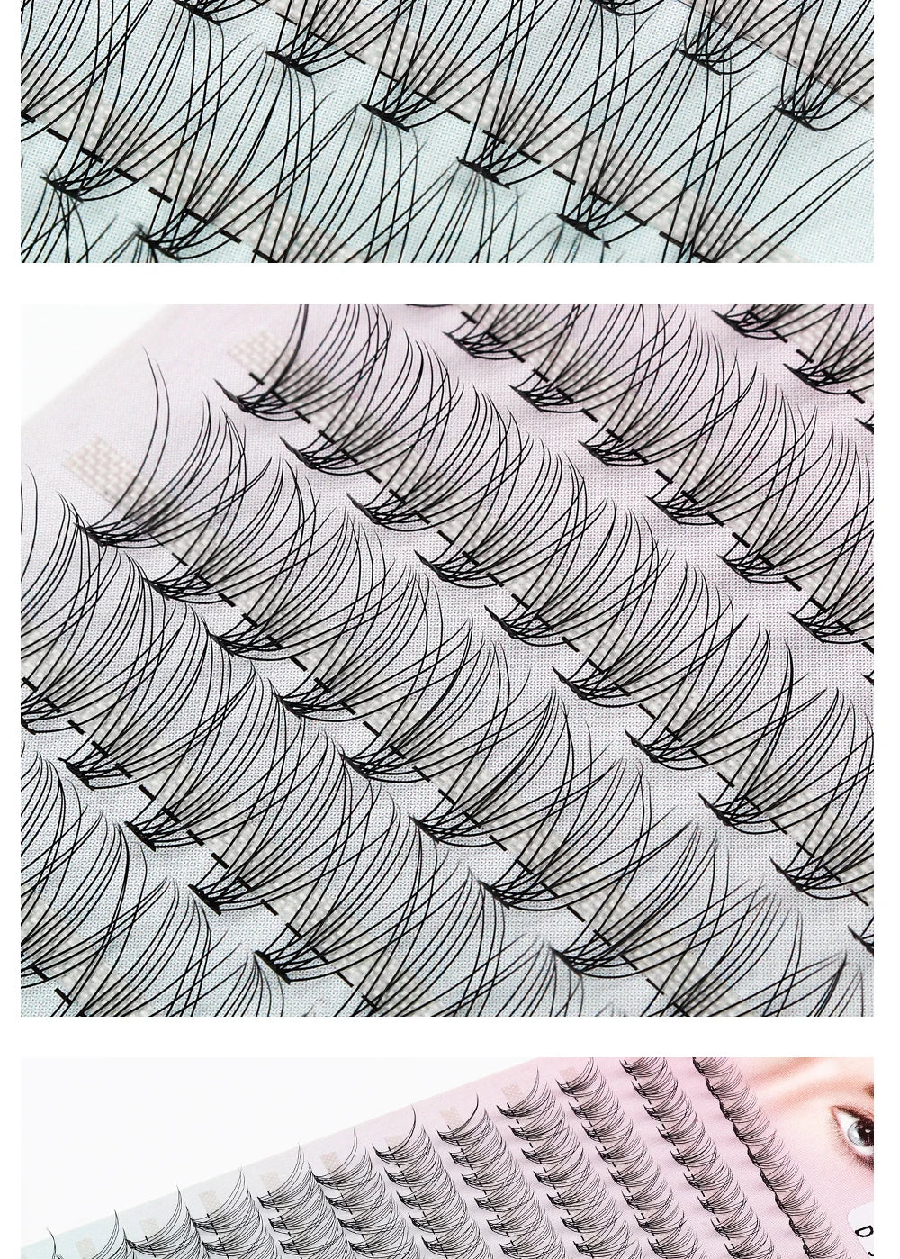 Russian Eyelash Extensions, Individual Lashes, 14 Rows, 10D, 20D, 30D, 40D, 14 Rows, 9-16mm, Natural Thick, New, 280 Pcs
