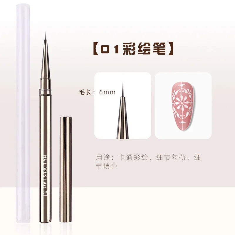 Nails Art Brush Pen 3D Tips Pattern Phototherapy Acrylic UV Gel Extension Builder Coating Painting Liner Brushes Manicure Tools