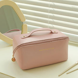 Cosmetic Bags For Women Elegant PU Leather Make Up Pouch Travel Toiletries Organizer Storage Hangbag Korean Carry-on Makeup Tote
