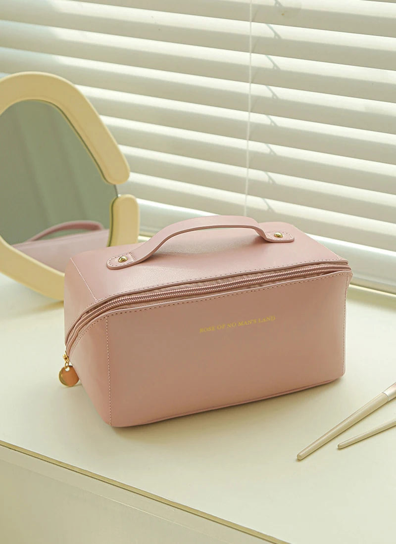 Cosmetic Bags For Women Elegant PU Leather Make Up Pouch Travel Toiletries Organizer Storage Hangbag Korean Carry-on Makeup Tote