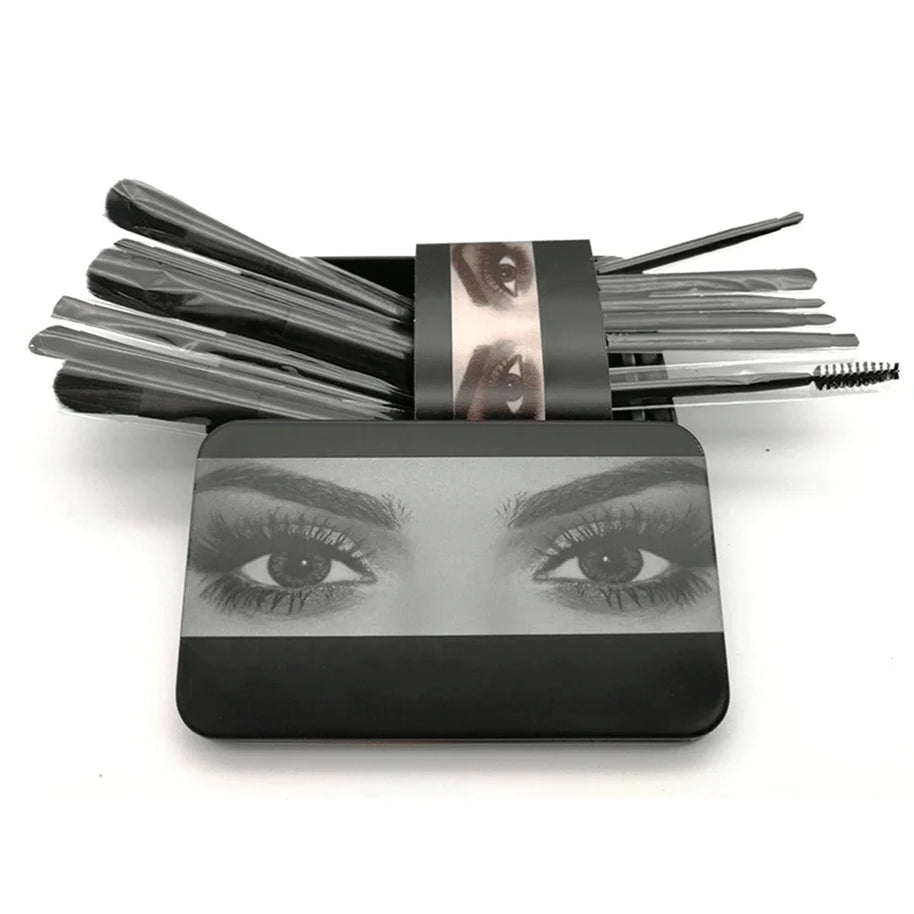 Makeup Brush Set 12 Piece with Storage Box Beauty Tools Eyeshadow Powder Brushes Travel Makeup Brushes for Beginners Women