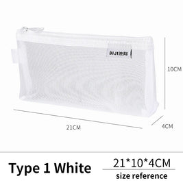 Makeup Pouch Lipstick Makeup Brush Storage Bags Student Transparent Mesh Pencil Case Ins Travel Cosmetic Organizer for Women
