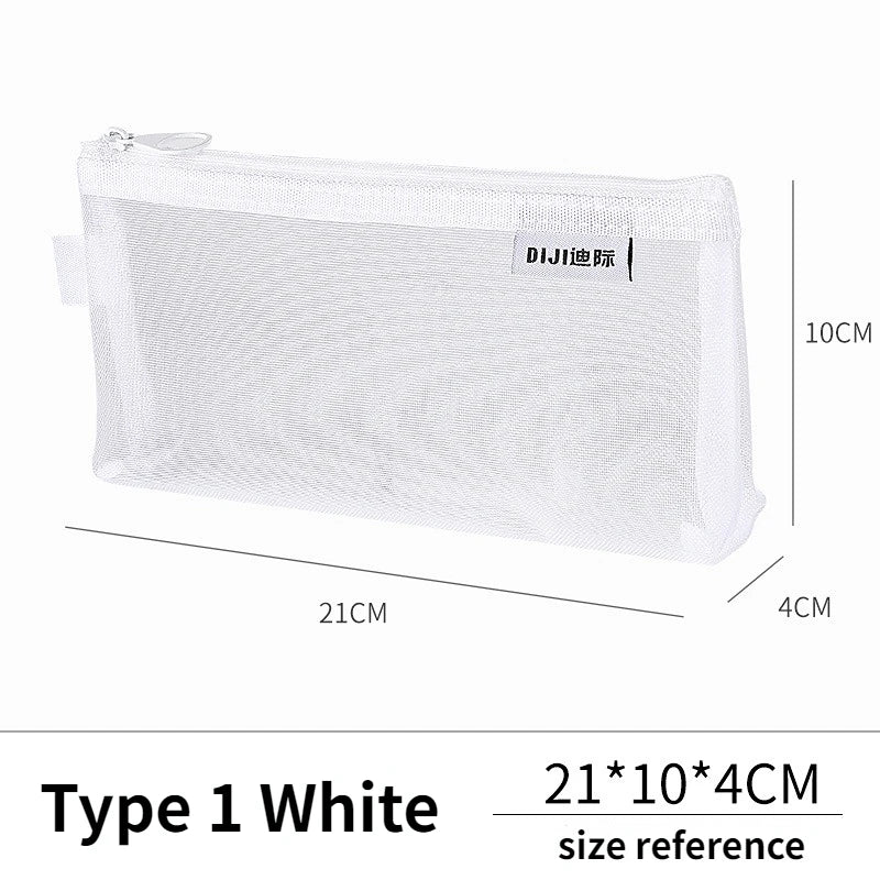Makeup Pouch Lipstick Makeup Brush Storage Bags Student Transparent Mesh Pencil Case Ins Travel Cosmetic Organizer for Women