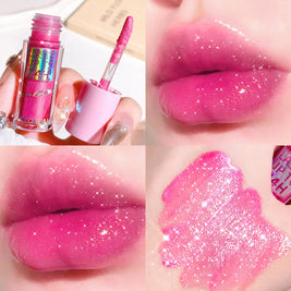 Long-Lasting Lip Gloss - Moisturizing, Lightweight & Sparkling Finish in Classic Red, Elegant Nude & Sweet Pink Shades