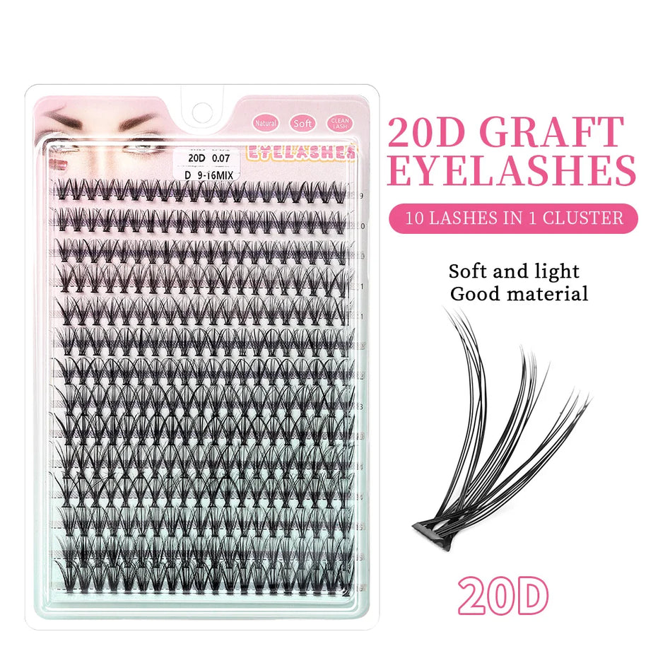 Russian Eyelash Extensions, Individual Lashes, 14 Rows, 10D, 20D, 30D, 40D, 14 Rows, 9-16mm, Natural Thick, New, 280 Pcs