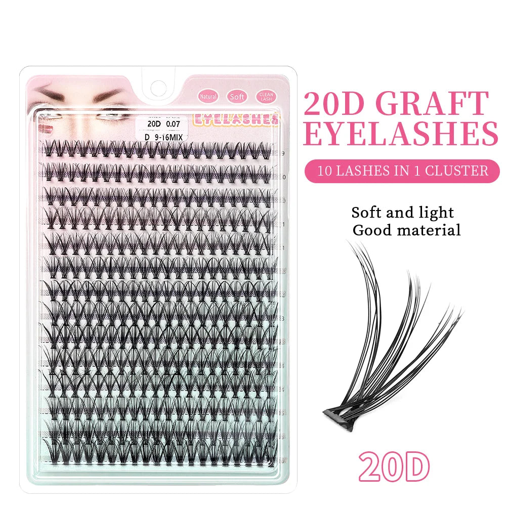 Russian Eyelash Extensions, Individual Lashes, 14 Rows, 10D, 20D, 30D, 40D, 14 Rows, 9-16mm, Natural Thick, New, 280 Pcs