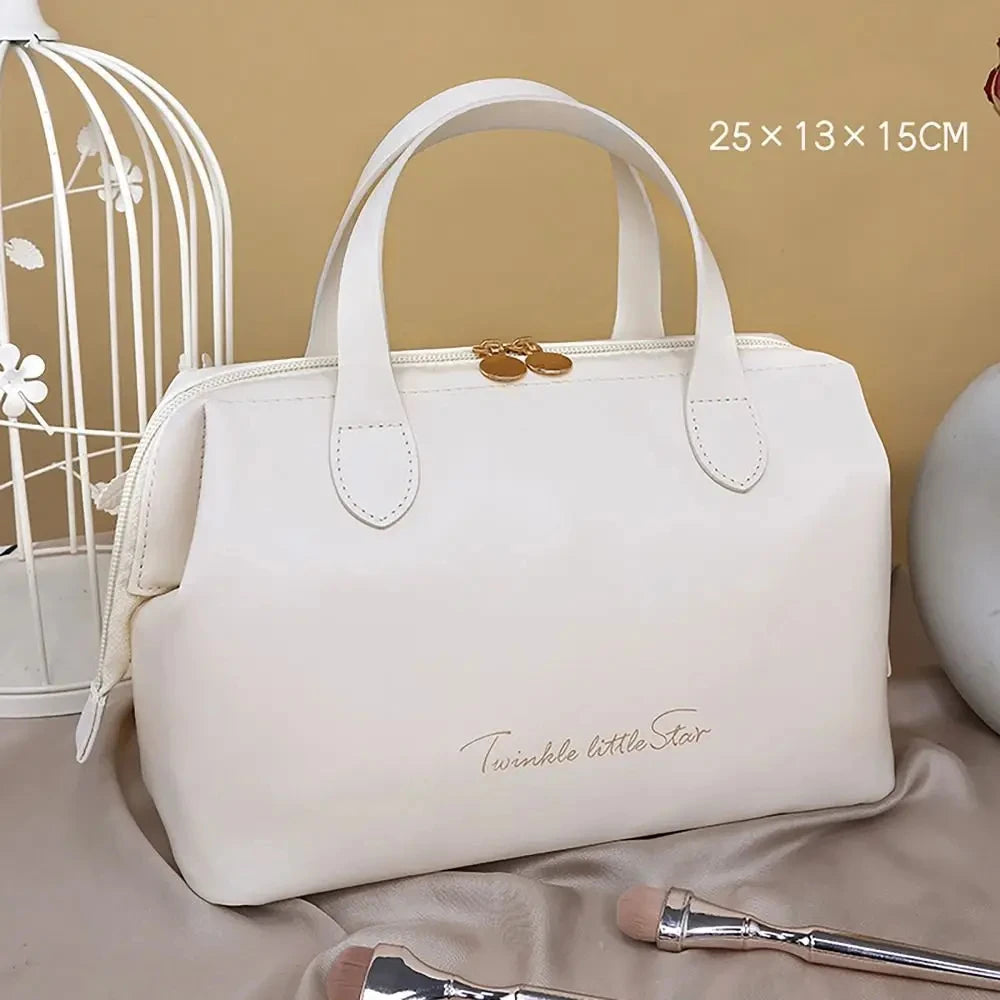 Large-Capacity Travel Cosmetic Bag Portable PU Makeup Pouch Women Waterproof Bathroom Washbag Multifunctional Toiletry Kit
