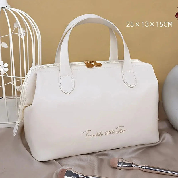 Large-Capacity Travel Cosmetic Bag Portable PU Makeup Pouch Women Waterproof Bathroom Washbag Multifunctional Toiletry Kit