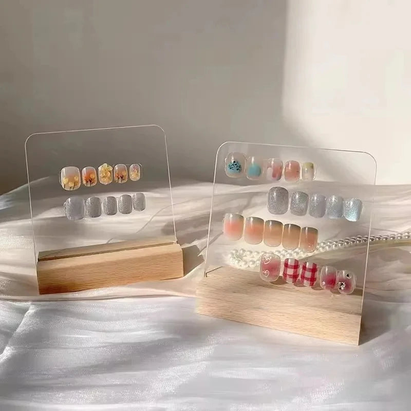 Nail Ins Log Display Stand Desktop Wear Nail Works Live Background Storage Display Board Transparent Acrylic Nails Art Tools