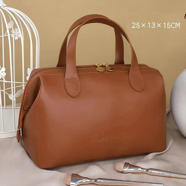 Large-Capacity Travel Cosmetic Bag Portable PU Makeup Pouch Women Waterproof Bathroom Washbag Multifunctional Toiletry Kit