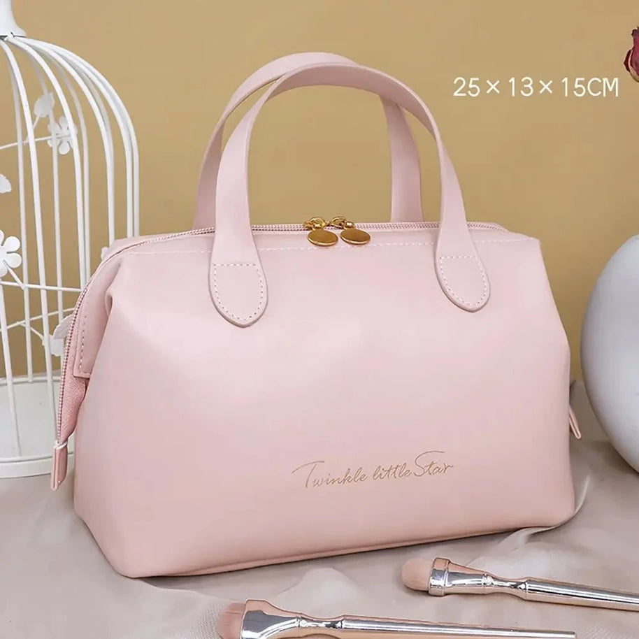 Large-Capacity Travel Cosmetic Bag Portable PU Makeup Pouch Women Waterproof Bathroom Washbag Multifunctional Toiletry Kit