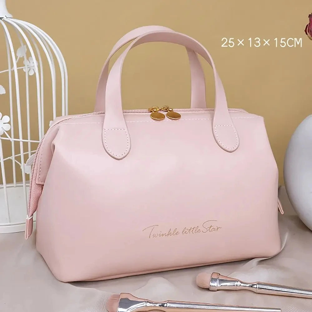 Large-Capacity Travel Cosmetic Bag Portable PU Makeup Pouch Women Waterproof Bathroom Washbag Multifunctional Toiletry Kit