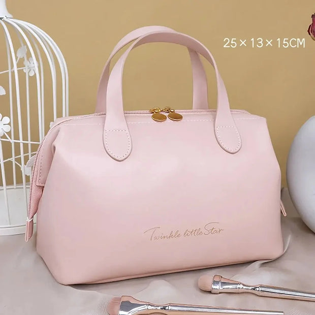 Large-Capacity Travel Cosmetic Bag Portable PU Makeup Pouch Women Waterproof Bathroom Washbag Multifunctional Toiletry Kit