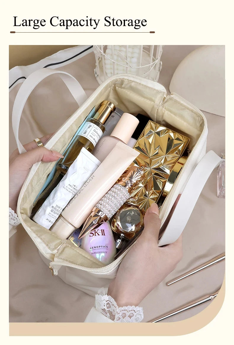 Large-Capacity Travel Cosmetic Bag Portable PU Makeup Pouch Women Waterproof Bathroom Washbag Multifunctional Toiletry Kit