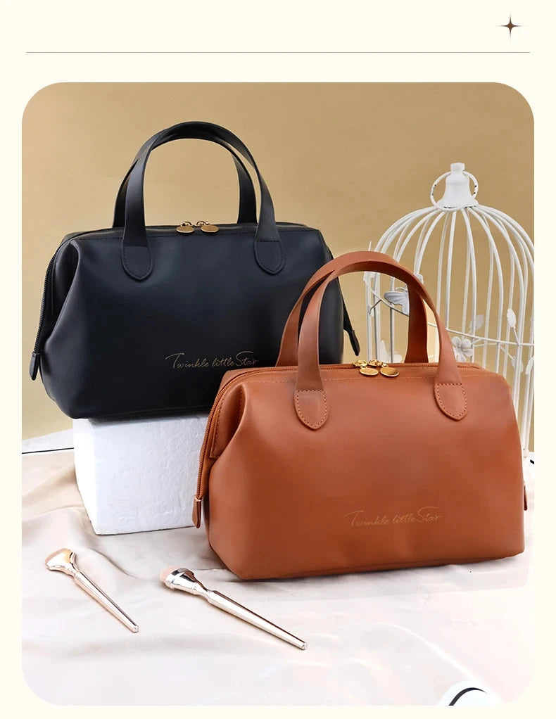 Large-Capacity Travel Cosmetic Bag Portable PU Makeup Pouch Women Waterproof Bathroom Washbag Multifunctional Toiletry Kit