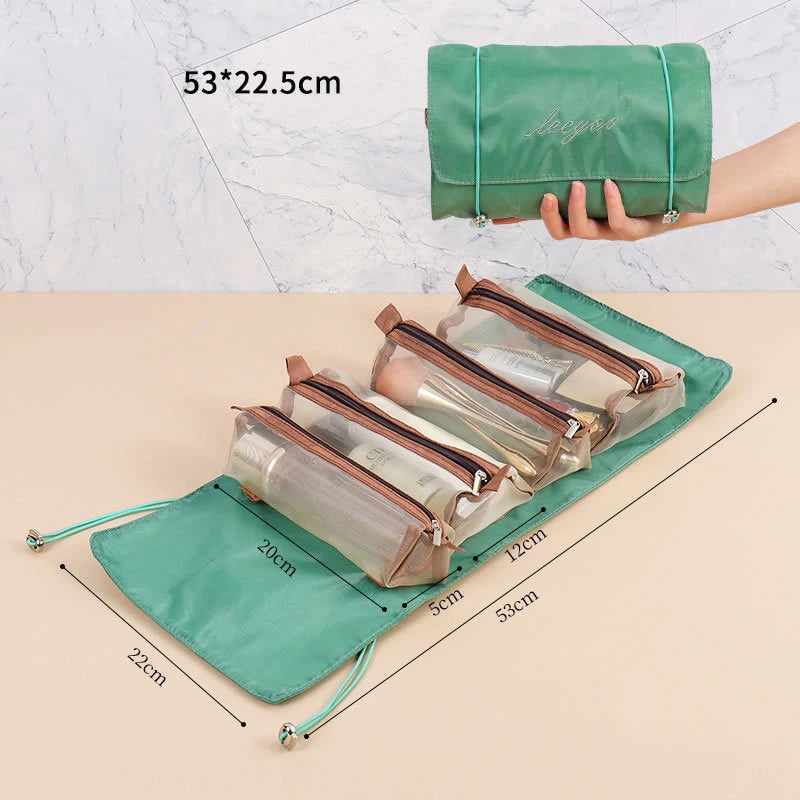 Cosmetic Bags For Women Elegant PU Leather Make Up Pouch Travel Toiletries Organizer Storage Hangbag Korean Carry-on Makeup Tote