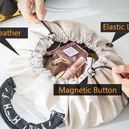 Portable Makeup Bag for Daily Use Fashion Women Large Capacity Travel Toiletry Bags Ladies Drawstring Cosmetic Storage Pouch