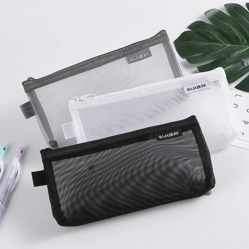 Makeup Pouch Lipstick Makeup Brush Storage Bags Student Transparent Mesh Pencil Case Ins Travel Cosmetic Organizer for Women