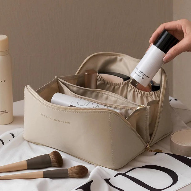 Cosmetic Bags For Women Elegant PU Leather Make Up Pouch Travel Toiletries Organizer Storage Hangbag Korean Carry-on Makeup Tote