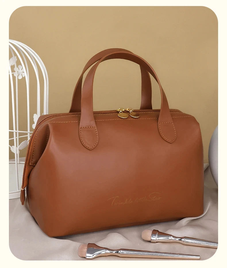 Large-Capacity Travel Cosmetic Bag Portable PU Makeup Pouch Women Waterproof Bathroom Washbag Multifunctional Toiletry Kit