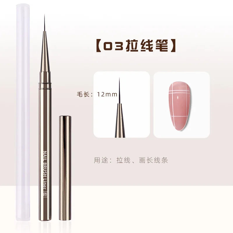 Nails Art Brush Pen 3D Tips Pattern Phototherapy Acrylic UV Gel Extension Builder Coating Painting Liner Brushes Manicure Tools