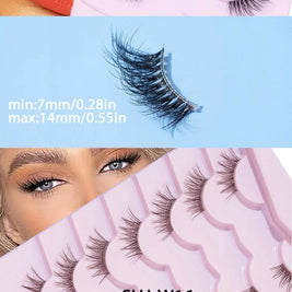 7 Pairs of Thick And Slender Eyelashes With Elongated and Comfortable Black Cotton Thread and Crossed Fishtail, Half Eye False E