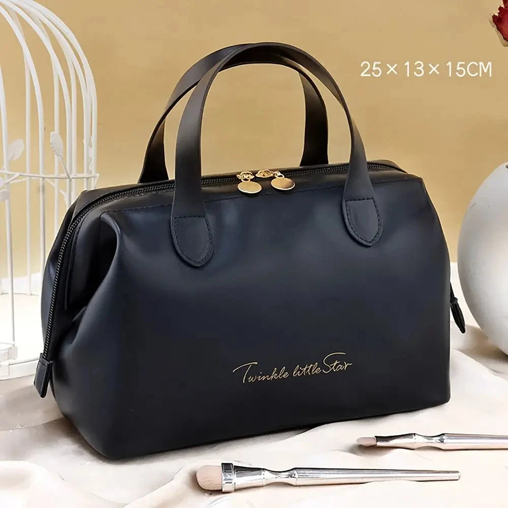 Large-Capacity Travel Cosmetic Bag Portable PU Makeup Pouch Women Waterproof Bathroom Washbag Multifunctional Toiletry Kit