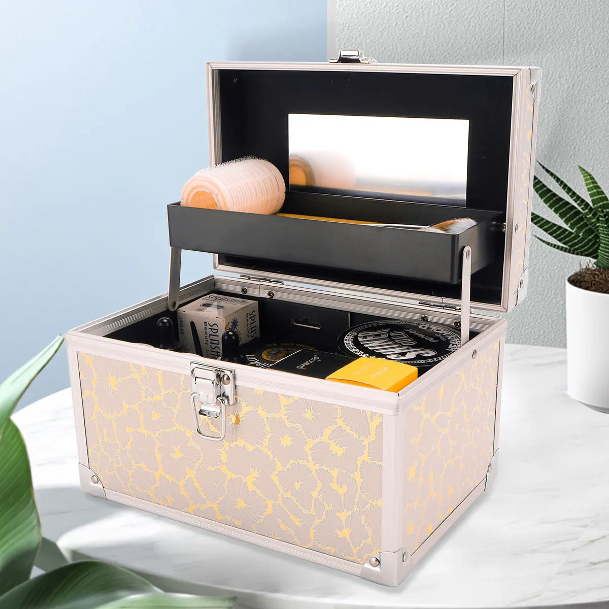 Small-Scale Portable Makeup Organizer Suitcase Make Up Tools Nail Storage Case Beauty Artist Travel Box Waterproof Supplies