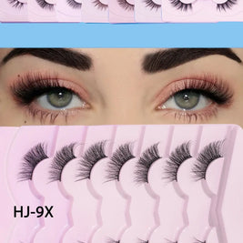 7 Pairs of Thick And Slender Eyelashes With Elongated and Comfortable Black Cotton Thread and Crossed Fishtail, Half Eye False E
