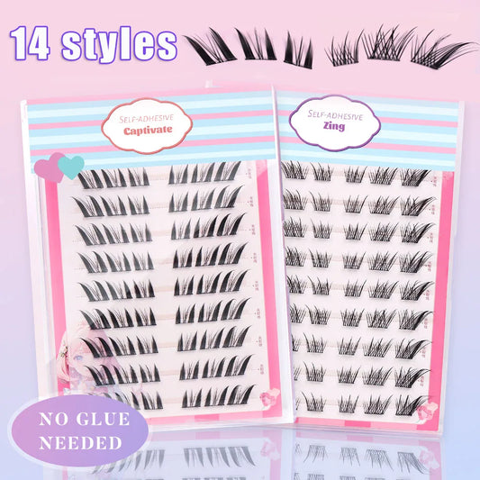 Cluster Self Adhesive Eyelashes No Glue Needed Manga Lashes High Capacity Reusable Individual Lashes Makeup Tools Cils DIY Lash