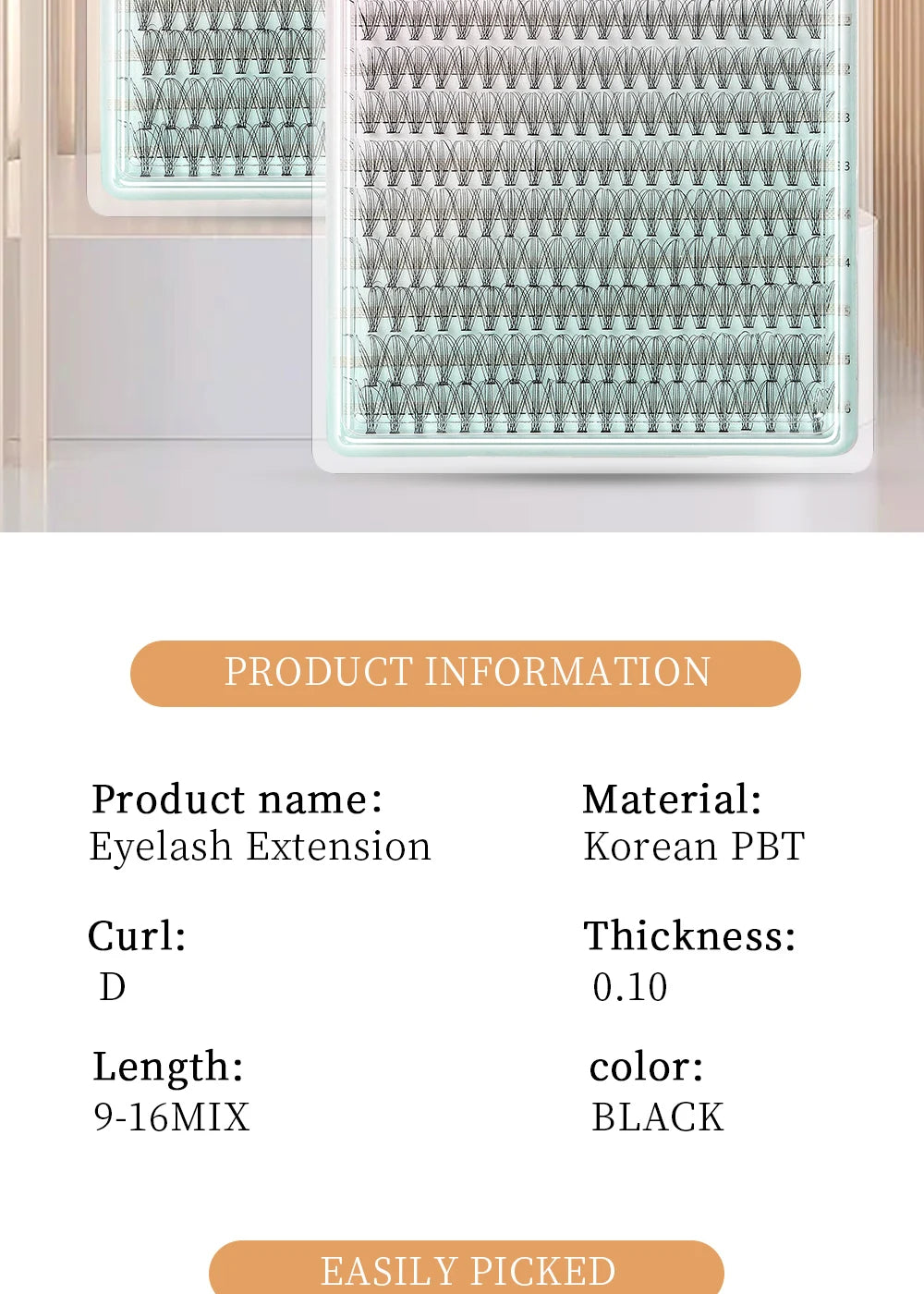 Russian Eyelash Extensions, Individual Lashes, 14 Rows, 10D, 20D, 30D, 40D, 14 Rows, 9-16mm, Natural Thick, New, 280 Pcs