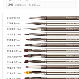 Nails Art Brush Pen 3D Tips Pattern Phototherapy Acrylic UV Gel Extension Builder Coating Painting Liner Brushes Manicure Tools