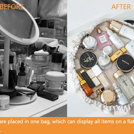 Portable Makeup Bag for Daily Use Fashion Women Large Capacity Travel Toiletry Bags Ladies Drawstring Cosmetic Storage Pouch