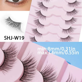 7 Pairs of Thick And Slender Eyelashes With Elongated and Comfortable Black Cotton Thread and Crossed Fishtail, Half Eye False E
