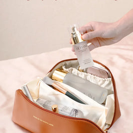 Large-Capacity Travel Cosmetic Bag Portable PU Makeup Pouch Women Waterproof Bathroom Wash Handbag Multi-functional