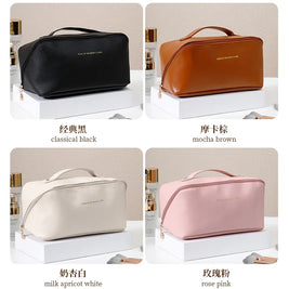 Large-Capacity Travel Cosmetic Bag Portable PU Makeup Pouch Women Waterproof Bathroom Wash Handbag Multi-functional