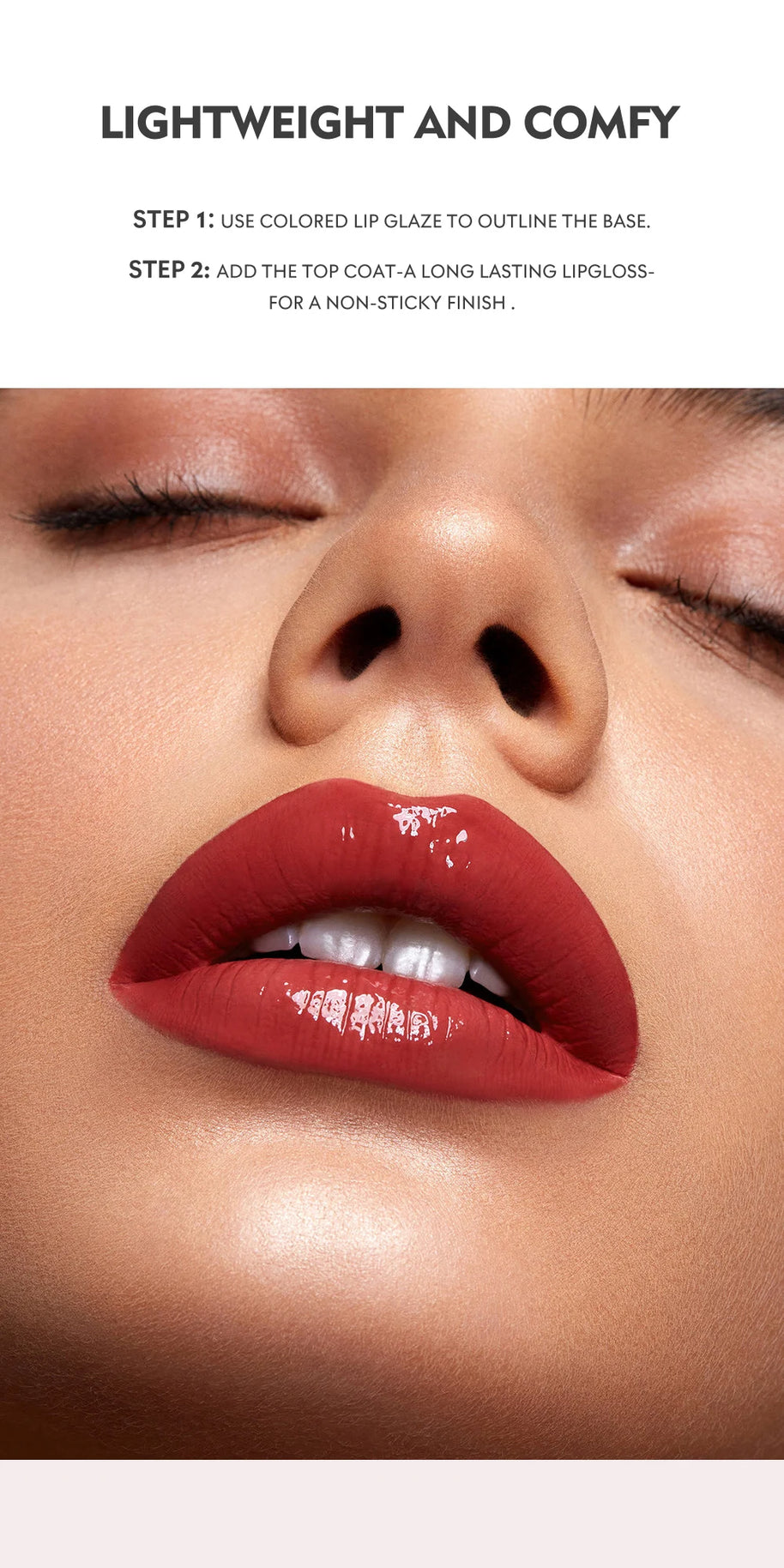 Long-Lasting Lip Glaze & Oil  - Silky Creamy Texture, Waterproof & Sweatproof, Matte Finish